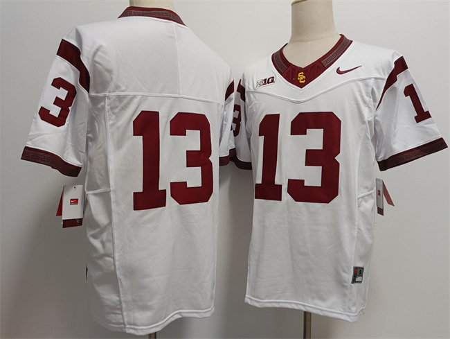 Men's White USC Trojans #13 Caleb Williams 2024 F.U.S.E. No Name Stitched Jersey